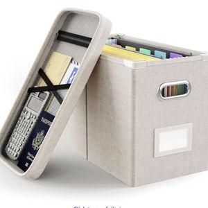 File Organizer Box with Lid (1 PCS, Beige)