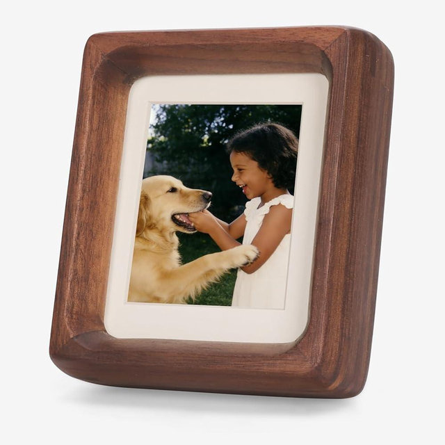3Liangthings Solid Walnut Picture Frame for Instax Mini & Polaroid Go, Small Wood Photo Frame with Decorative Joinery Corners, Tabletop Display (Walnut, For 2.1x3.4/3.4x2.8/2.6x2.1 Photo)