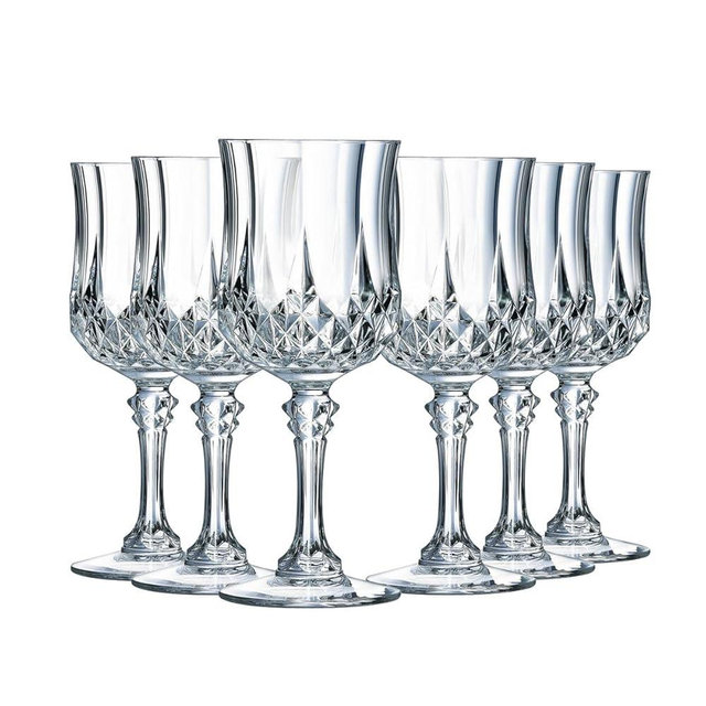 Cristal d'Arques Paris Longchamp - Wine Glass 170 ml - Pack of 6 - Made of Kwarx - Reinforced Packaging - Shine, Transparency and High Resistance