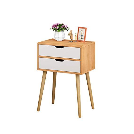 Micozy Nightstand with 2 Drawers, Unique Modern Design Bedroom Side Table Bedside End Table, Easy to Assemble, White, 15.7x11.8x22.8inch