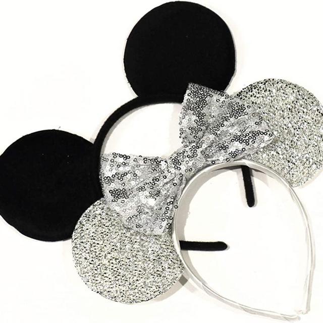 CLGIFT Set of wedding mickey mouse ears headband, bride minnie ears, bride ears, groom and bride ears, black and white wedding, mickey ears, wedding ears