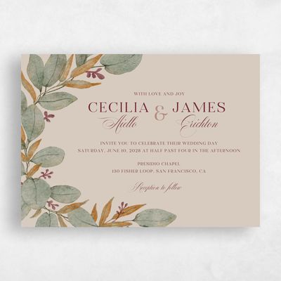 Beige Landscape Wedding Invitation - Nutmeg Landscape