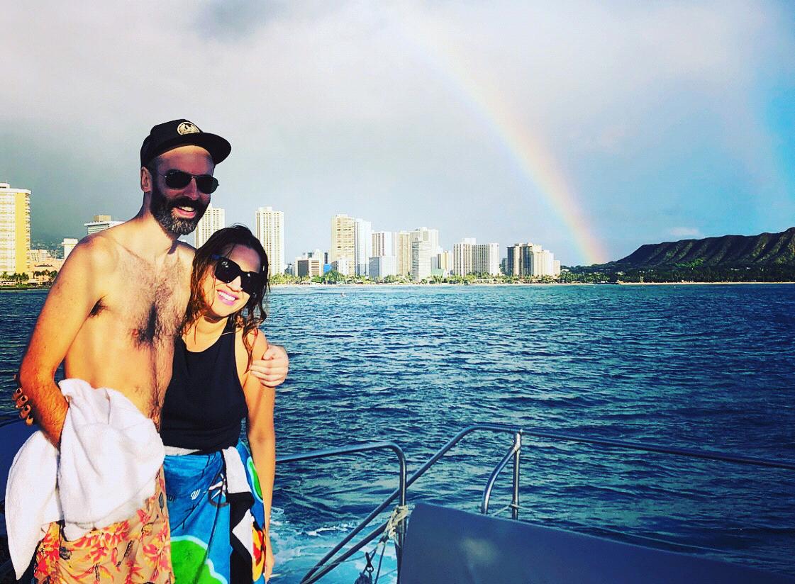 Honolulu for our birthdays (2017). Just finished swimming with the turtles.