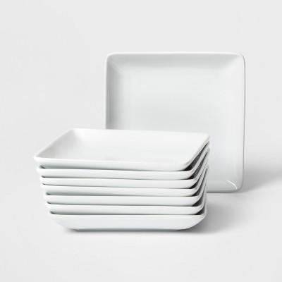 6.5" 8pk Square Porcelain Appetizer Plates - Threshold™