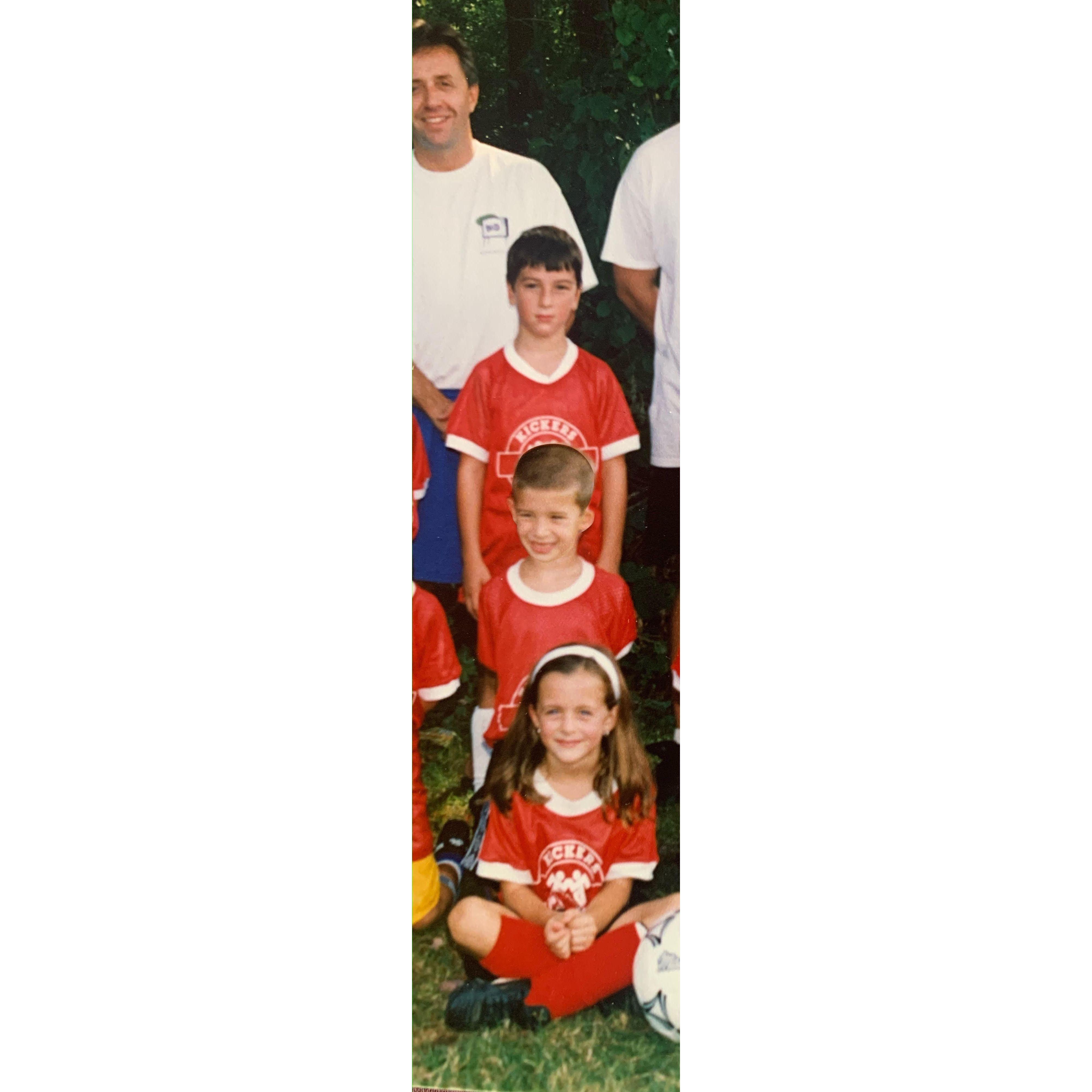 Monica, Jack, and one of Jack's best men Johnny at Kickers in Kindergarten