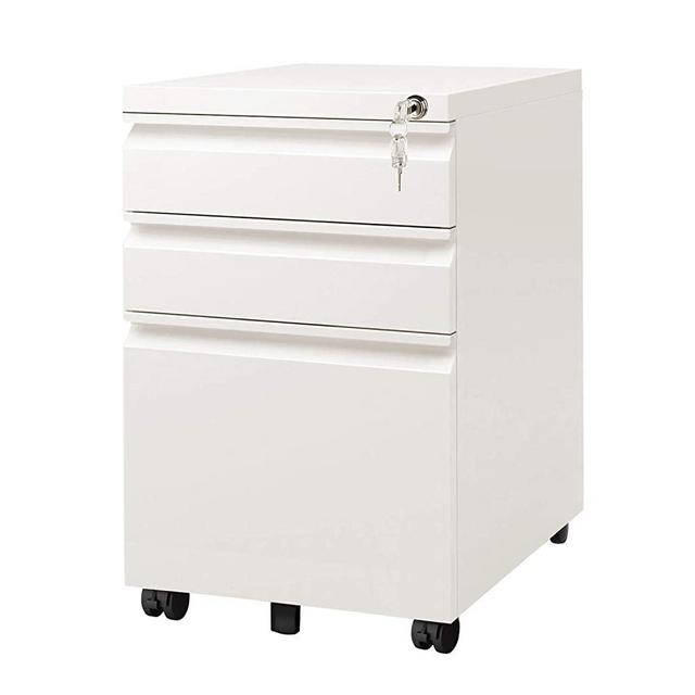 DEVAISE 3 Drawer Mobile File Cabinet with Lock, Fully Assembled Except Casters, Letter/Legal Size, White