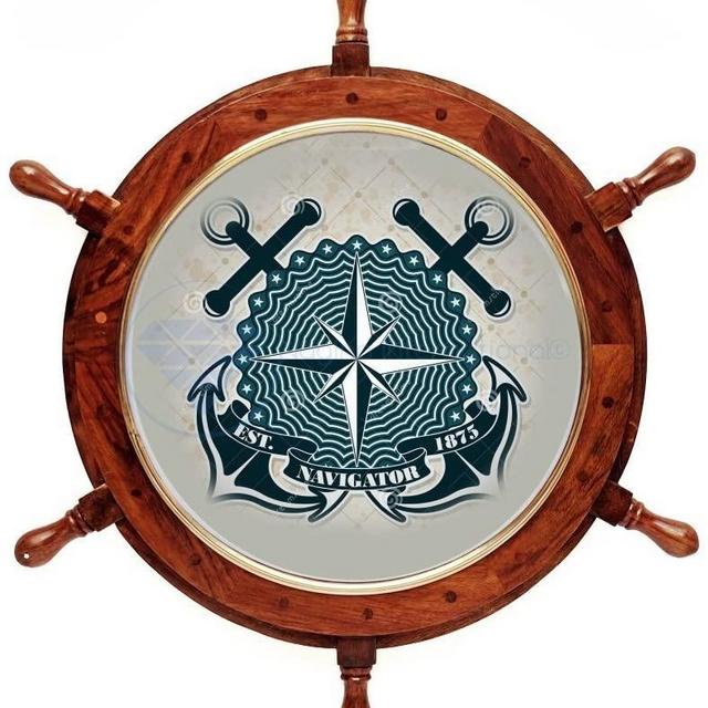 18" Wooden Ship Wheel Mirror