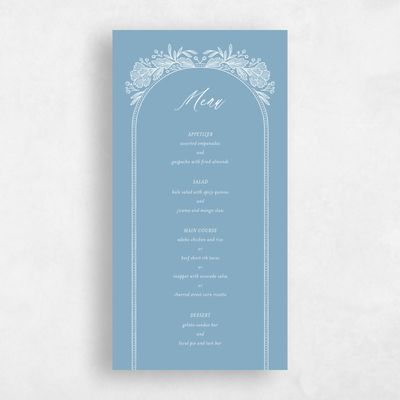 Dusty Blue Wedding Menu - Willowbrook