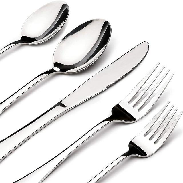 60 Piece Silverware Set for 12, Heavy Duty Stainless Steel Flatware Utensils Cutlery Set Including Steak Knife Fork and Spoon, Dishwasher Safe, Gift Package for Wedding Housewarming