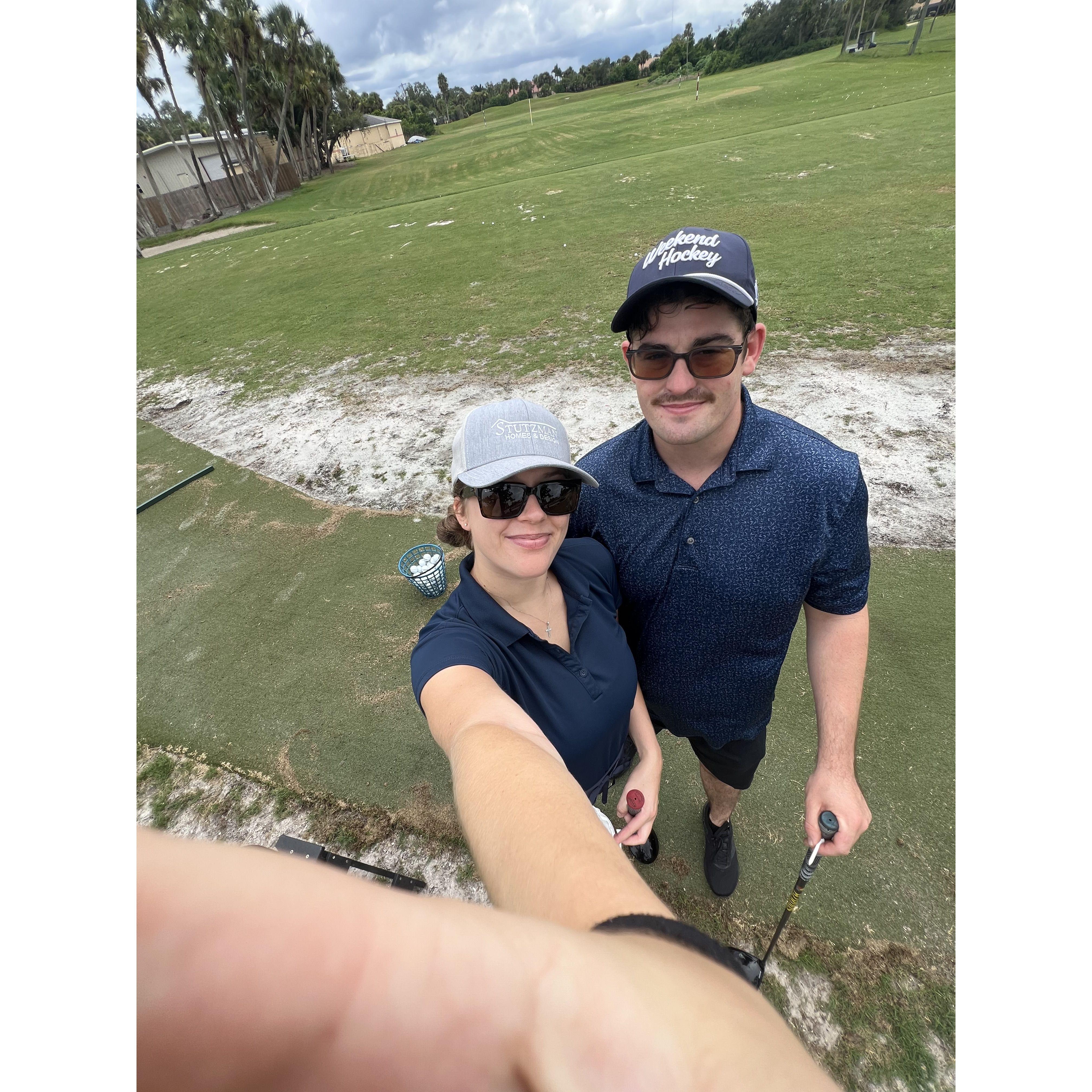 Our first trip to the driving range