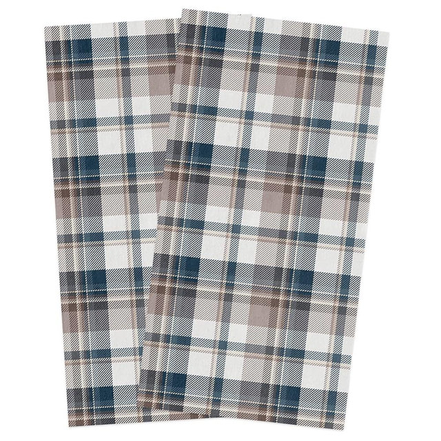 DreamyCorner Kitchen Towels Set of 2 Check Plaid Brown and Blue Dish Towels and Dishcloths Buffalo Check Absorbent Hand Towels for Kitchen Bathroom Cleaning Drying Baking Home Decor Gift