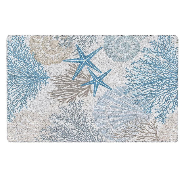 Qabliqo Blue Beach Door Mat, Beach Coastal Outdoor Welcome Door Mat, Nautical Door Mats, Beachs House Decor, Coastal Outdoor Decor, Coastal Ocean Bathroom Decor, 17x30 Inch