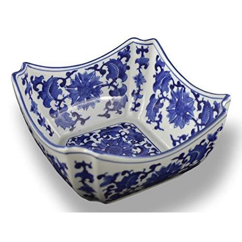 Blue and White Square Octagon Serving Bowls, Salad Bowls, Fruit Bowls (9")