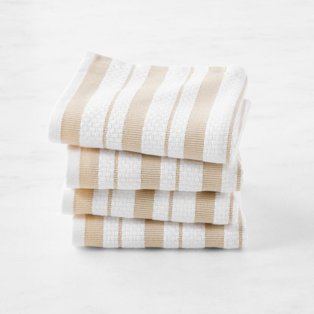 Williams Sonoma Classic Stripe Dishcloths, Set of 8, Khaki