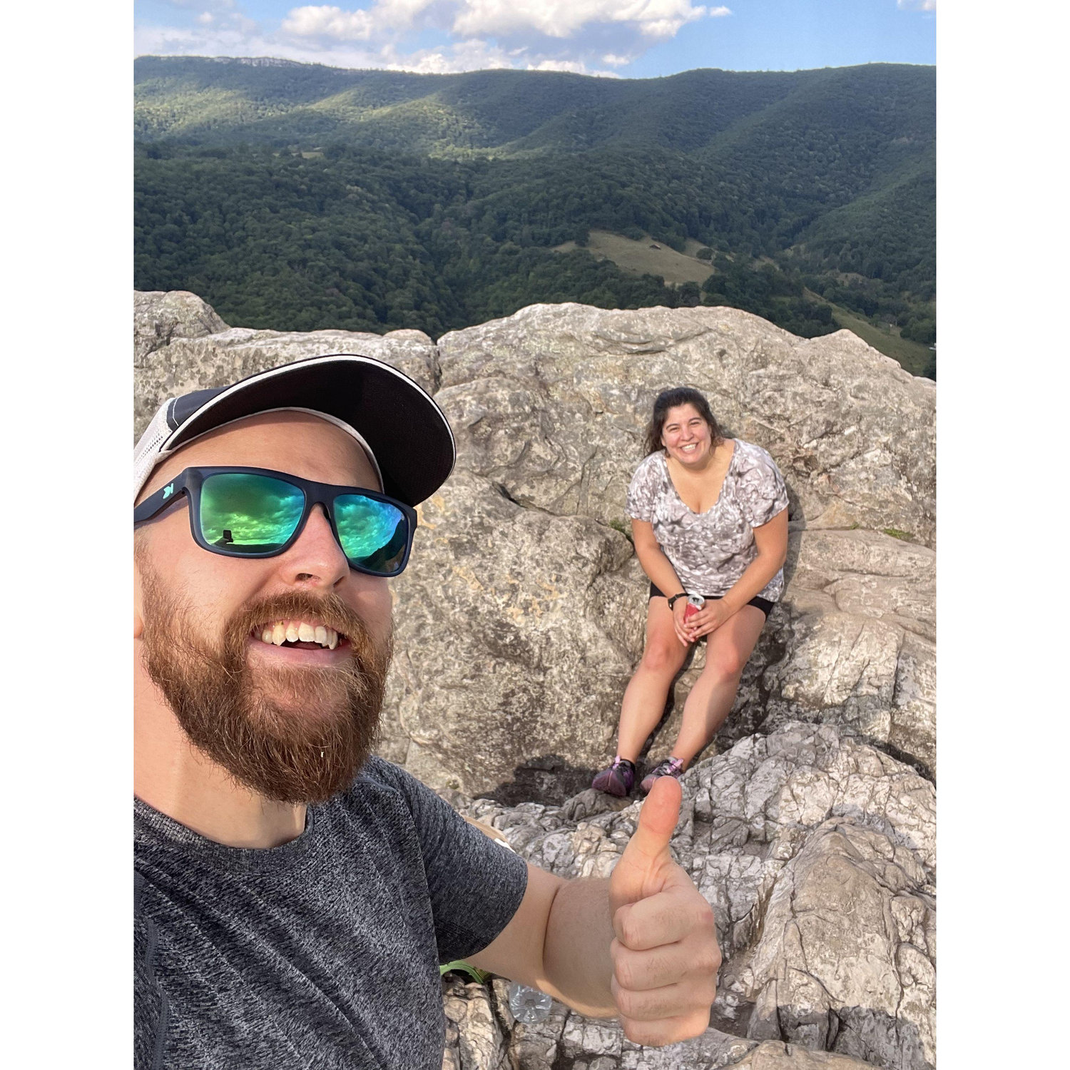 I tricked Juli into climbing some rocks. - Cody