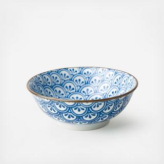 Monyou Hana-Seigaiha Noodle Bowl, Set of 4
