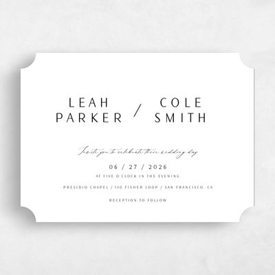 White Ticket Wedding Invitation - Elincourt Landscape