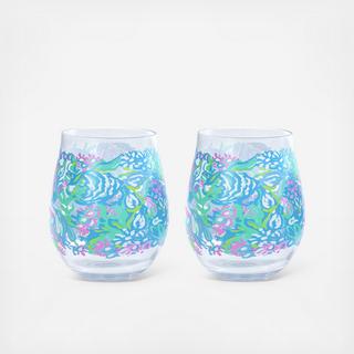 Acrylic Stemless Wine Glasses, Set of 2