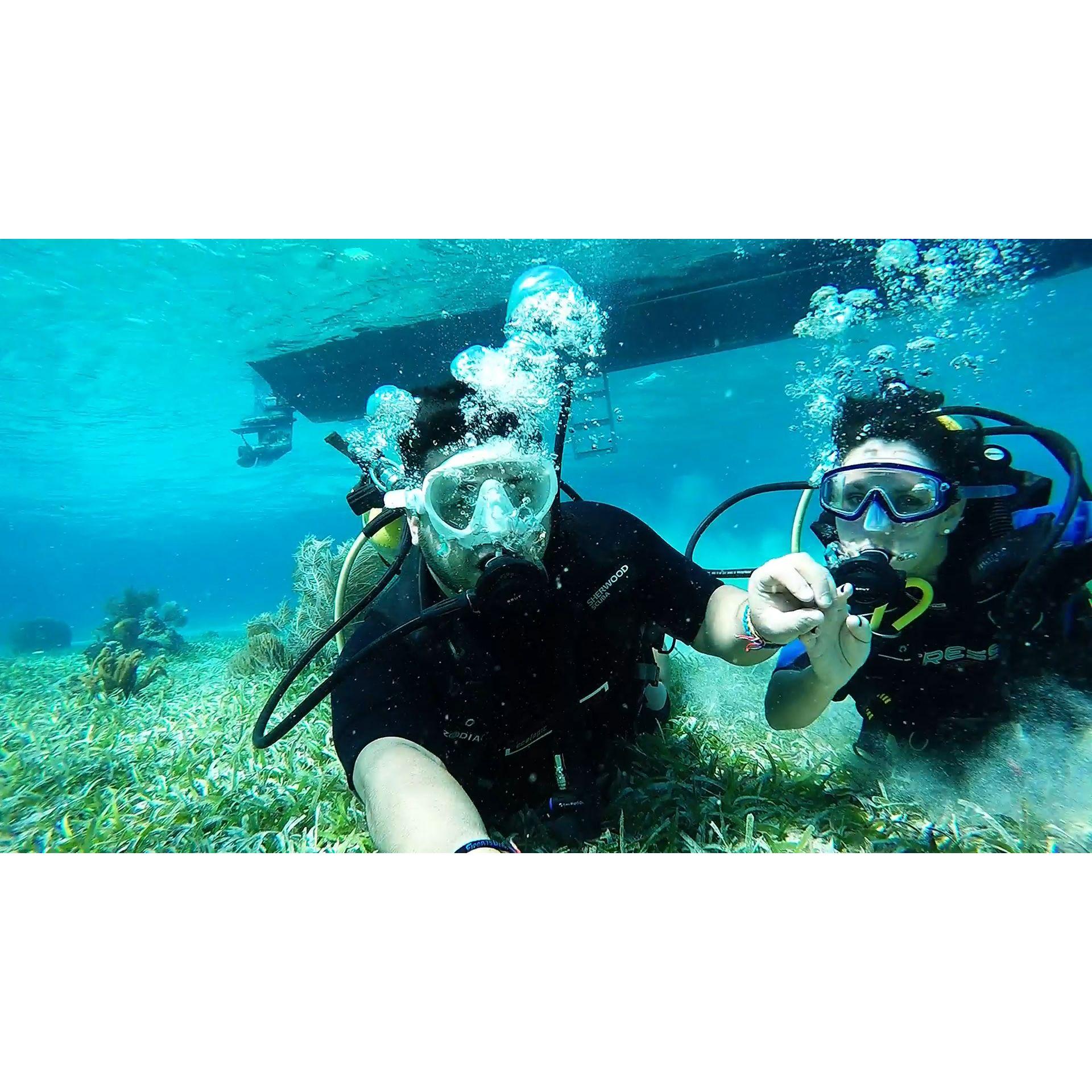 Our first official dive as licensed scuba divers -Belize
