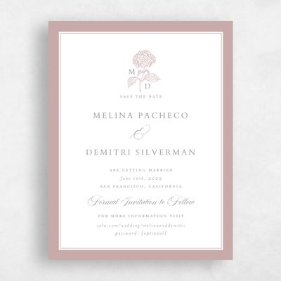 Grayed Mauve, Pink Wedding Save the Date - Newport Portrait