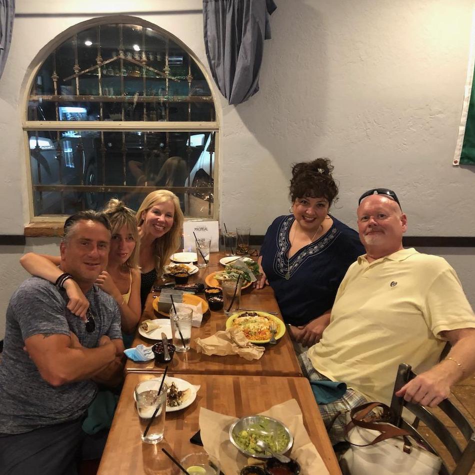 Nothing says love like tacos & family!
Meeting out of town family from Boston.
Eric & Kim (Steven's late wife's youngest son & beautiful wife) and Steven's granddaughter Isabella (Elsa's Manzanita).