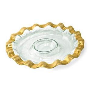 AnnieglassRuffle Gold Chip & Dip Server