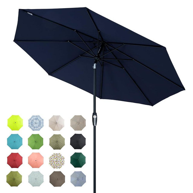 Tempera Patio Market Outdoor Table Umbrella with Auto Tilt and Crank,Large Sun Umbrella with Sturdy Pole&Fade resistant canopy,Easy to set