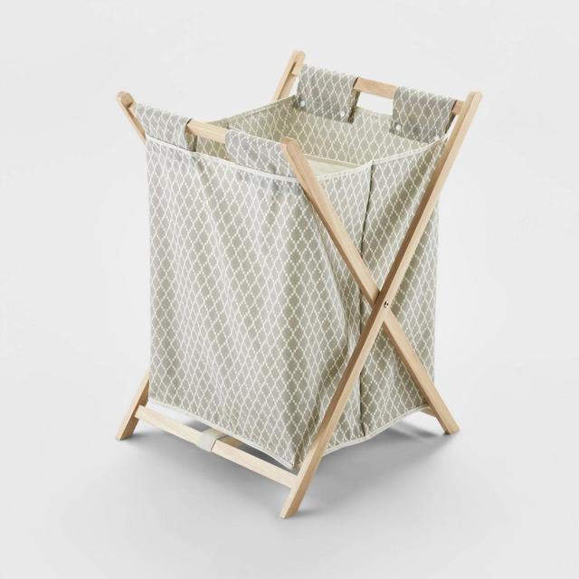 Wooden X-Frame Double Hamper Gray Diamond Print - Brightroom™
