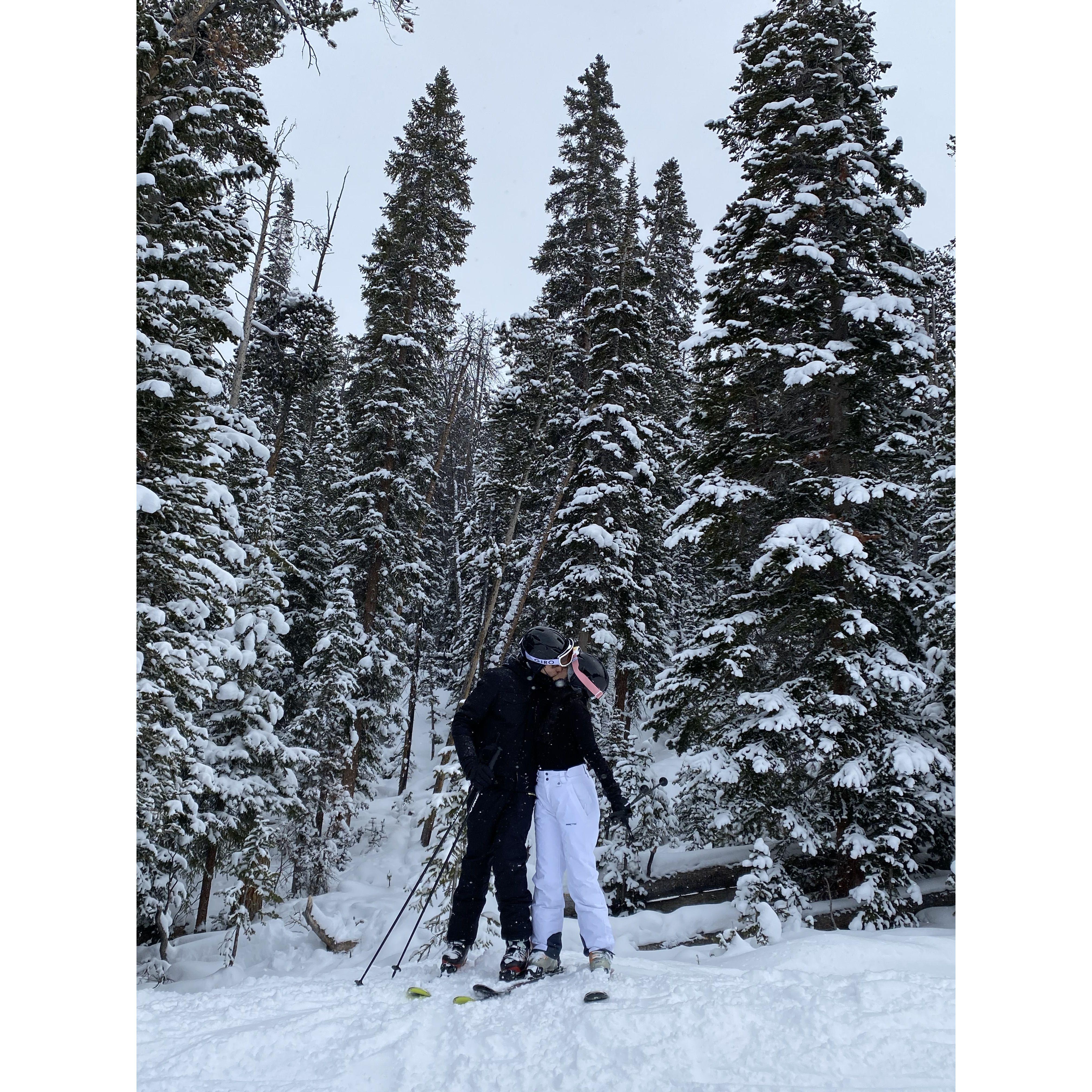 This was taken during a ski trip to Breckenridge, CO. We were both surprised and terrified by the challenging nature of the slopes out West. We can't wait to do it again!