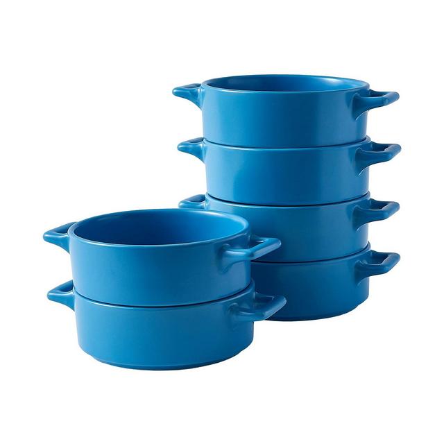Bruntmor Modern Matte 10 oz Ceramic Round Ramekins Souffle Dishes with Handles, Set of 6