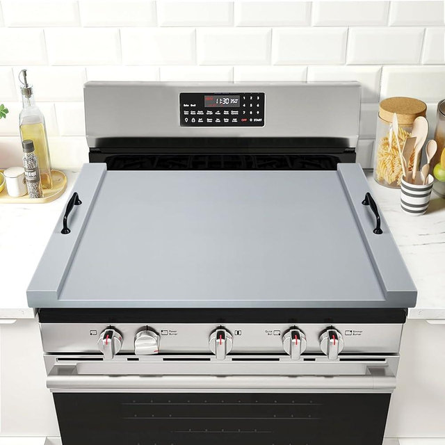 GASHELL Noodle Board Stove Cover with Handles, Multiple Stove Top Cover Board for Electric/Gas Stove Top(Grey)