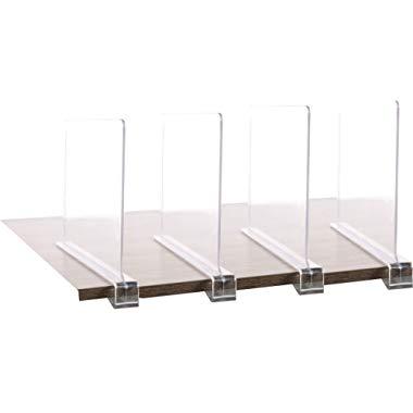4PCS Multifunction Acrylic Shelf Dividers,Closets Shelf and Closet Separator for Wood Closet,Only Need to Slide to Adjust The Appropriate Distance