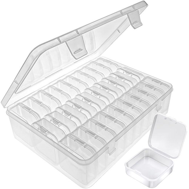 Mathtoxyz Bead Organizer Box, 31Pcs Small Bead Organizers and Storage Plastic Cases Mini Clear Bead Storage Containers Boxes with Hinged Lid and Rectangle for Bracelet Making DIY Jewelry Craft Nail