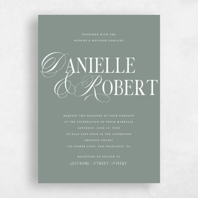 Deep Sage, Green Wedding Invitation - Nevis Portrait
