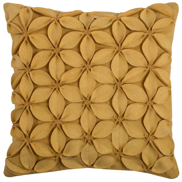 18"x18" Botanical Petals Solid Square Throw Pillow Cover Yellow - Rizzy Home