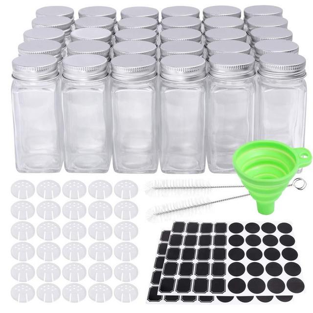  CycleMore 15 Pcs 4oz Glass Spice Jars Bottles, Square