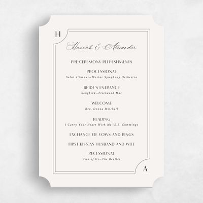 Beige Ticket Wedding Program - Lynx
