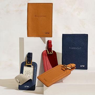Leather Luggage Tag & Passport Case Set