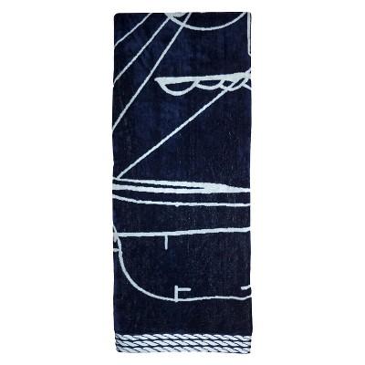 Lux Ship Beach Towel  Navy - Evergreen®