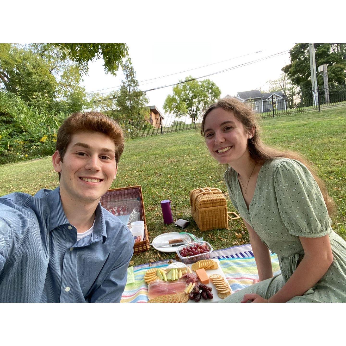 9/16/22- Luke surprised Grace with a picnic on the day he proposed, to celebrate three years together. Little did she know what was coming later on that evening!