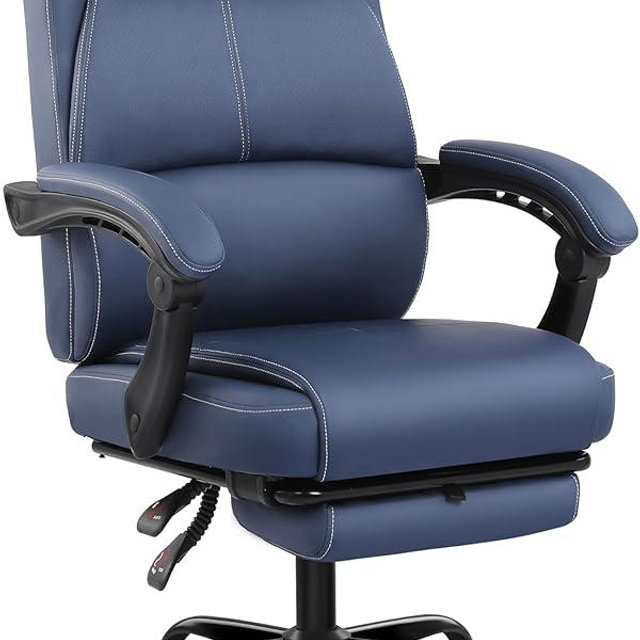 Misolant Big and Tall Office Chair with Footrest, High Back Desk Chair with Linkage Armrest, 90-155° Recline Executive Computer Chairs with Adjustable Height for Home