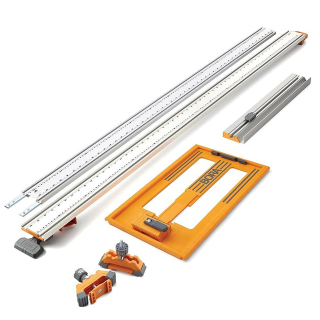 BORA 5-Piece NGX Deluxe Clamp Edge System Set for Making Precision Cuts, Includes 50-inch Clamp Edge, 50-inch Extension, NGX Saw Plate RT, NGX T-Square Attachment, Track Clamps, 544550