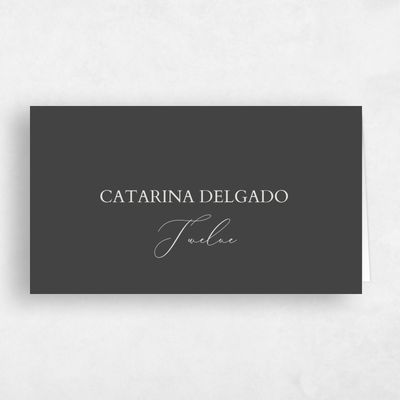 Dark Charcoal, Grey Wedding Place Card - Paloma