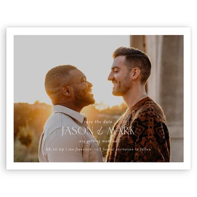 White Typography Wedding Digital Save the Date - Reinette Landscape