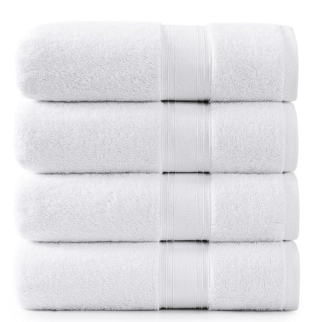 LANE LINEN Luxury White Towels Set of 4 (28" x 54") - 100% Cotton White Bath Towels Set - Zero Twist, Highly Absorbent, Quick Dry Towel Set - Super Soft Towels for Bathroom - Premium Bath Towel Set