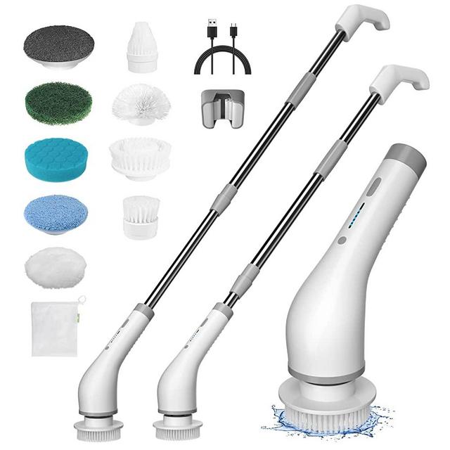 SZFIXEZ Electric Spin Scrubber, Electric Cleaning Brush - 2 Speeds, SXT-160  Cordless Power Spinning Cleaner Brush, Handheld Shower with 8 Replaceable