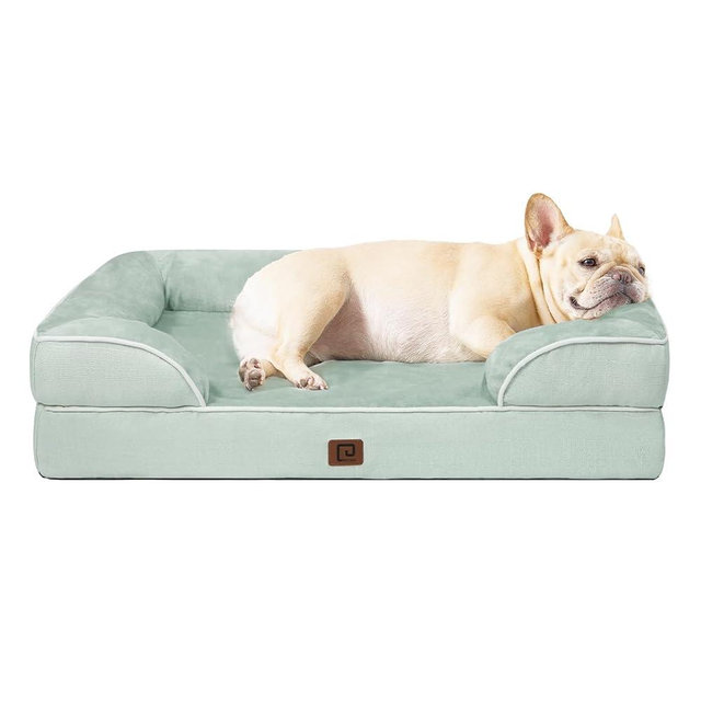 EHEYCIGA Orthopedic Dog Bed for Medium Dogs, Waterproof Memory Foam Medium Dog Beds with Sides, Non-Slip Bottom and Egg-Crate Foam Medium Dog Couch Bed with Washable Removable Cover, Sage Green