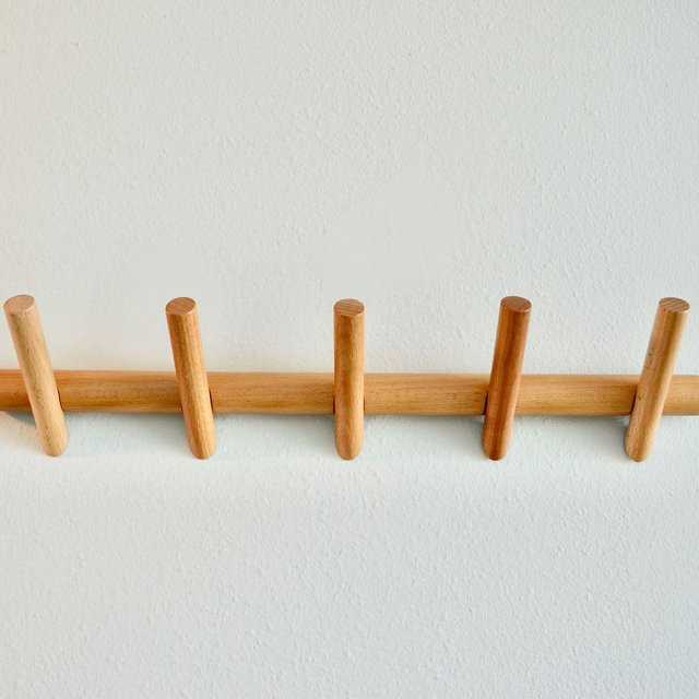 Modern Home Bohemian Style 5-Hook Coat Rack, Large, Wood, Natural