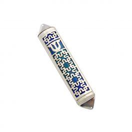 Sterling and Enamel Middle Eastern Pattern Mezuzah