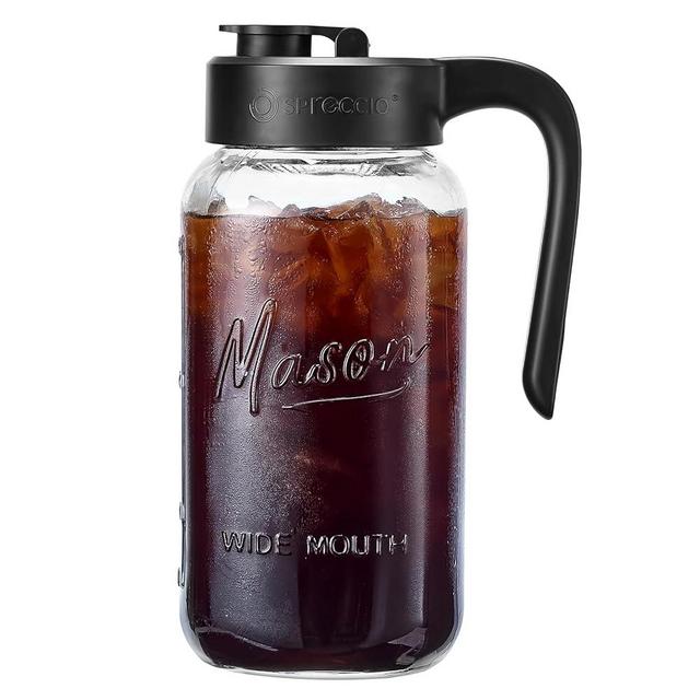 Spreccio Mason Jar Pitcher - Airtight & Leakproof Glass Pitcher with Lid, Perfect for Breastmilk, Cold Brew, and Sun Tea, 2 Quart (64 oz) Mason Jar with Pour Spout Lid